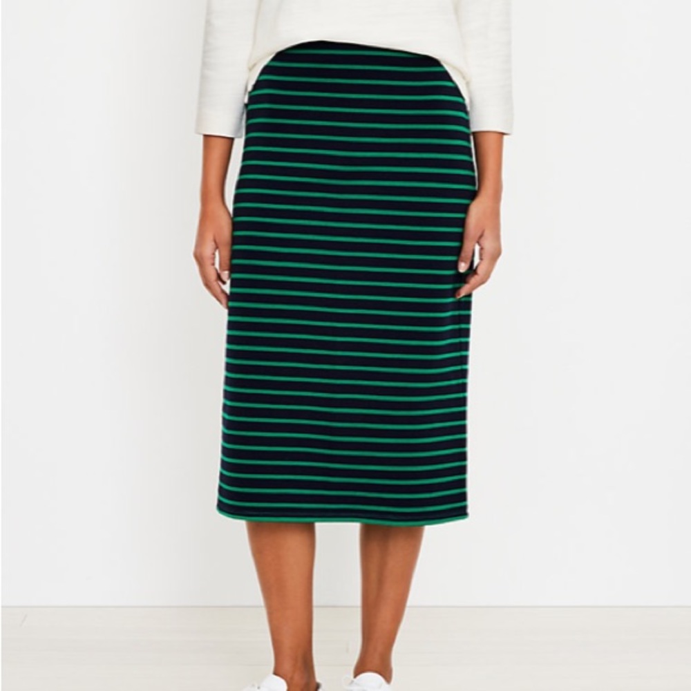 NWT Loft Striped Ottoman Midi Skirt
